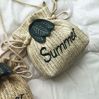 Embroidered Woven Crossbody Bag Off-white - One Size