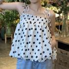 Dotted Camisole Top Camisole Top - Black Polka Dot - White - One Size