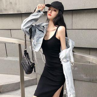 Denim Jacket / Strappy Sheath Dress