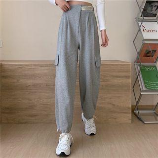 Lettering Patch Cargo Sweatpants