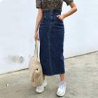 High-waist H-line Maxi Denim Skirt