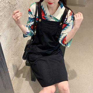 Floral Print Shirt / Midi Jumper Dress / Set