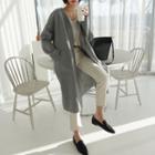 Wool Blend Open-front Coat Gray - One Size