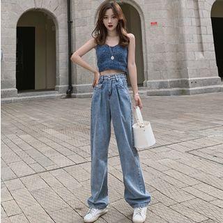 Wide-leg Jeans / Summer-knit Crop Top