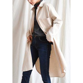 Round-hem Corduroy Shirtdress