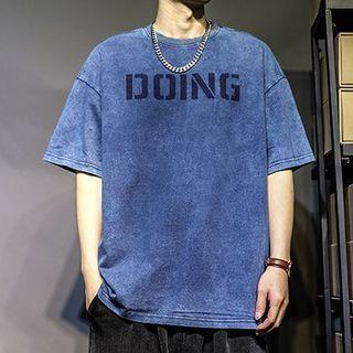 Cotton Lettering Short-sleeve Top