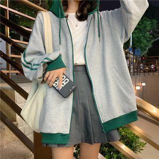 Long-sleeve Printed Striped Hooded Jacket
