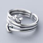 925 Sterling Silver Knot Layered Open Ring Open Ring - 925 Sterling Silver - One Size