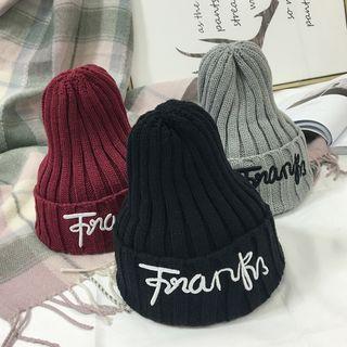 Embroidery Ribbed Beanie