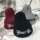 Embroidery Ribbed Beanie