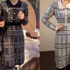 Faux-pearl Pattern Knit Dress