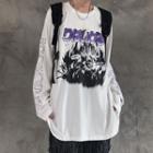 Long-sleeve Japanese Character Print T-shirt