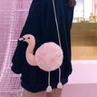 Faux Fur Flamingo Crossbody Bag Pink - One Size