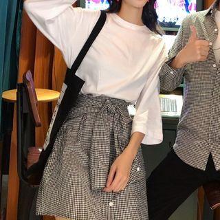 Couple Matching Long-sleeve T-shirt / Short-sleeve T-shirt / Check Shirt / A-line Skirt