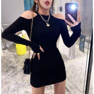 Off Shoulder Plain Skinny Dress