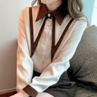 Layered Collar Two-tone Shirt