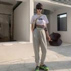 Mock Two-piece Cropped Sweatpants