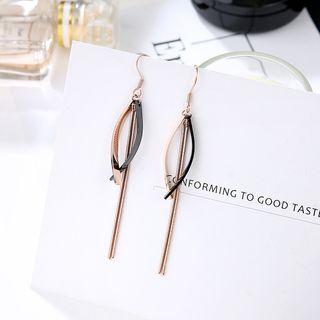 Stainless Steel Curved Bar Fringed Earring As Shown In Figure - One Size