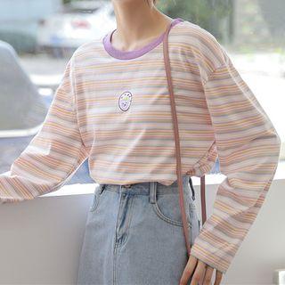 Striped Logo Long-sleeve T-shirt As Shown In Figure - One Size