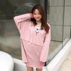 Lace Up Mock Two-piece Dress