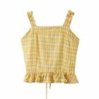 Ruffled Strap Plaid Camisole Top