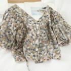 Floral Cropped Blouse Khaki - One Size