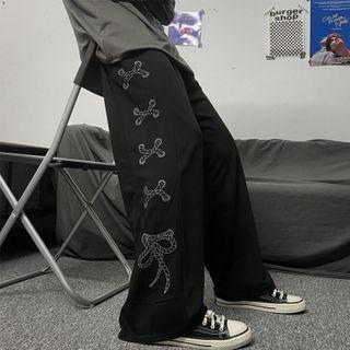 Knot Print Wide-leg Pants
