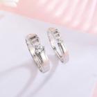 925 Sterling Silver Lettering Rhinestone Couple Matching Ring / Set