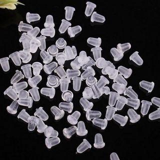 Plastic Earring Backs Set Of 100 - Transparent - One Size