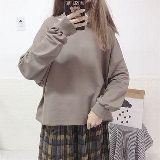 Plain Pullover / Plaid A-line Midi Skirt