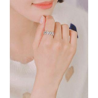 Rhinestone Leaf-motif Open Ring