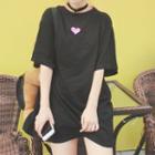 Elbow-sleeve Bow Open-back T-shirt Black - One Size