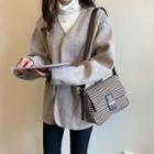 Houndstooth Flap Crossbody Bag Brown & Beige - One Size