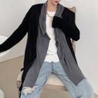 Mock Two-piece Panel Hooded Cardigan