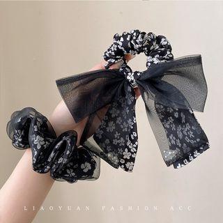Flower Bow Mesh Hair Tie / Scrunchie