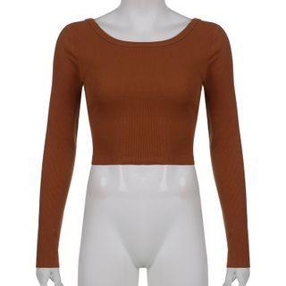 Open Back Chain Detail Ribbed Knit Sweater
