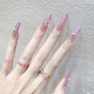 Gradient Pointed Faux Nail Tips Z-393 - Bear - Purple - One Size