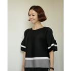 Wide-sleeve Color-block Top