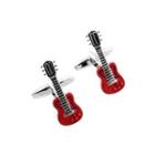 Fashionable Personality Red Guitar Cufflinks Silver - One Size