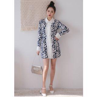 Frill-trim Floral Shirtdress