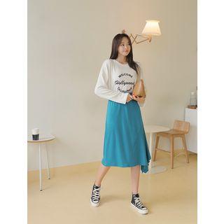 Plus Size Band-waist Asymmetric-hem Skirt