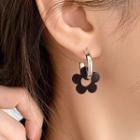 Flower Acrylic Alloy Dangle Earring Type A - 1 Pair - Black - One Size