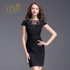 Cap-sleeve Applique Sheath Dress