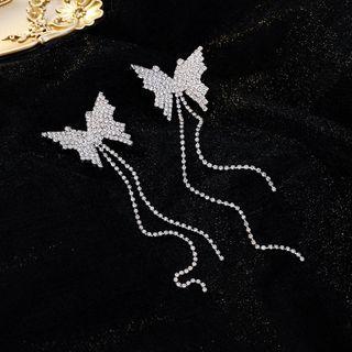 Butterfly Rhinestone Earring 1 Pair - White - One Size