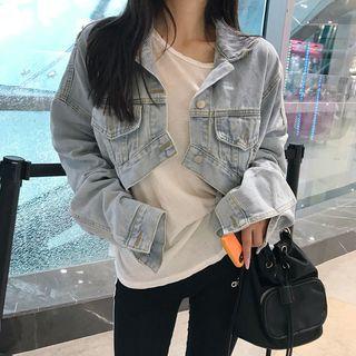Loose-fit Dip-back Denim Jacket Light Blue - One Size