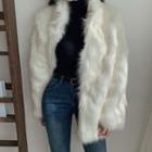 Collared Faux-fur Jacket One Size
