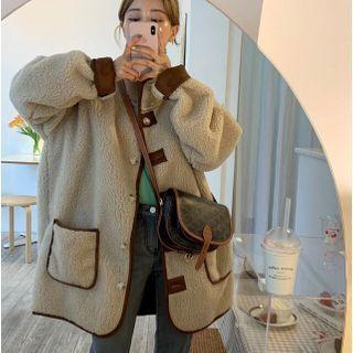 Oversize Pocket Furry Coat Almond - One Size
