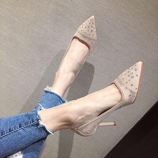 Pointed Rhinestone High Heel Pumps