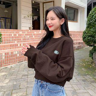 Letter-appliqu  Cropped Sweatshirt