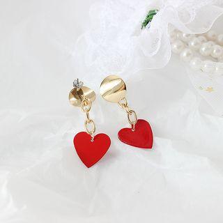 Alloy Heart & Disc Dangle Earring As Shown In Figure - One Size